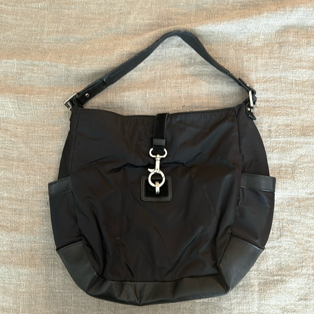 Furla black tote metal closure